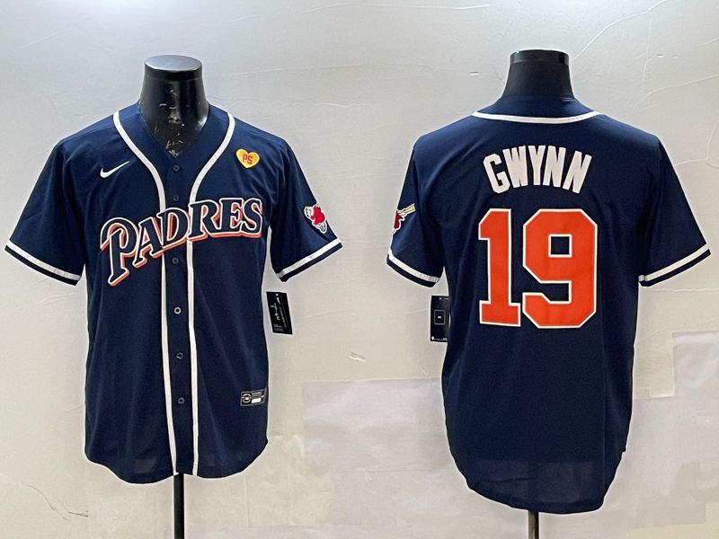 Men San Diego Padres #19 Gwynn Blue Throwback Game 2025 Nike MLB Jersey style 6